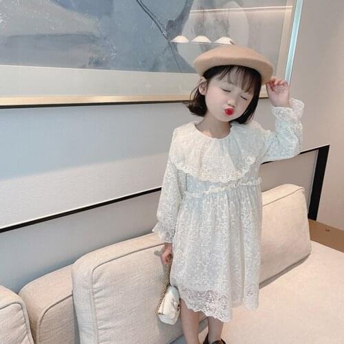 Dress For Girls Solid Color Dress For Girl Lace Floral Child Dress Spring Autumn Costumes For Girls