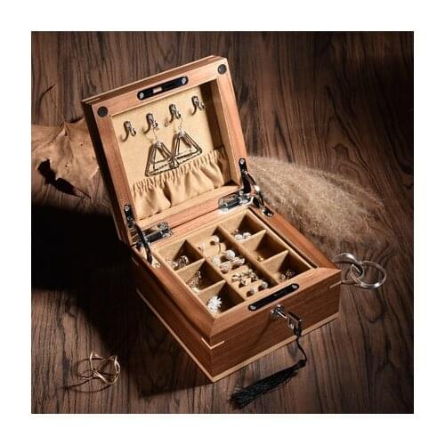 Luxurious double layers Black walnut jewelry box wood storage box makeup organizer jewelry organizerdrawer organizer MSSH031