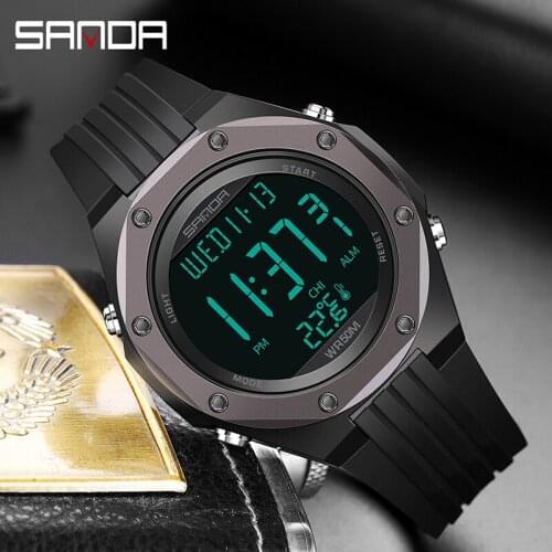 SANDA 2021 Top G-type Fashion Mens Military Watch Sports LED Digital Waterproof Body Temperature Watch Relogio Masculino 6028