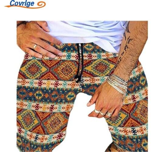 Covrlge Mens Shorts Hot Brand Casual Summer Beach Graffiti Digital Drawstring New Comfortable Breathable Clothing MKD094