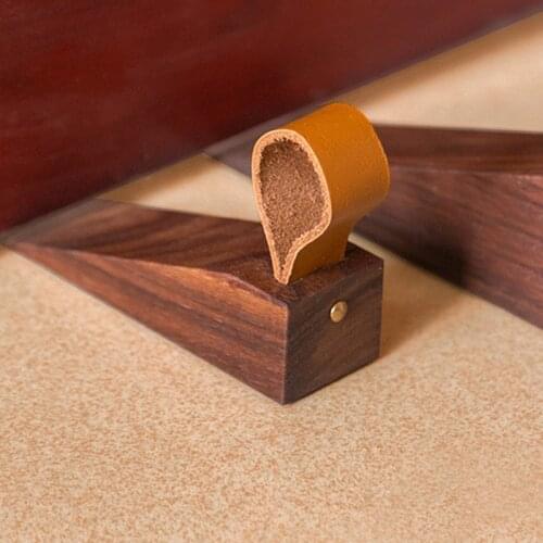 Wooden Door Stopper Solid Wood Non-Slip Heighten Durable Door Wedges Safety for Children and the Old WWO66