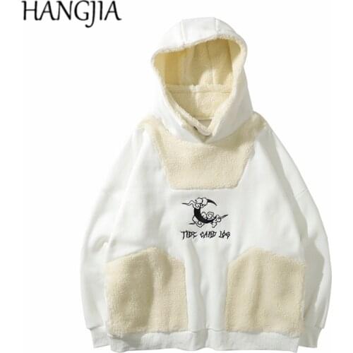 Mens Sherpa Flannel Hooded Hoodies Hip Hop Women Black Streetwear Thicking Turtleneck Embroidery Hoodies Sweatshirts Men