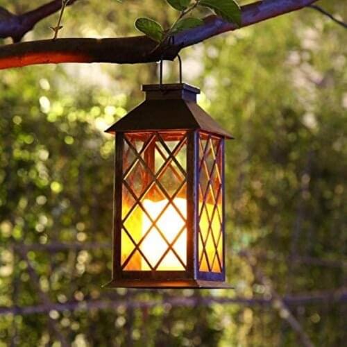 Outdoor IP55 Solar Lantern Waterproof Fishing Camping LED Candle Solar Lantern Vintage Garden Yard Deco Lamp Outdoor Lighting