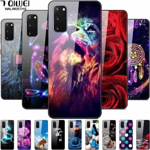 Tempered Glass Colorful Cover For Samsung Galaxy S20 Case S20 Plus / S 20 Ultra Hard Shockproof Funda for Galaxy S20 FE Cases