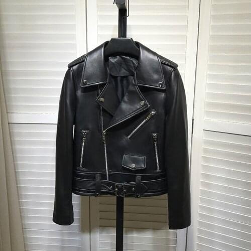 New Designer Spring 2021 Fashion womens High quality Genuine leather moto&Biker jackets B669
