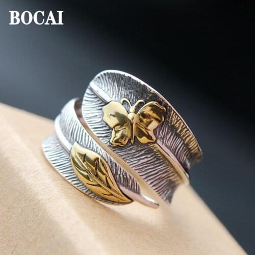 Real S925 solid sterling silver Vintage crafts womens models fashion lobular rosewood peony flowers rings