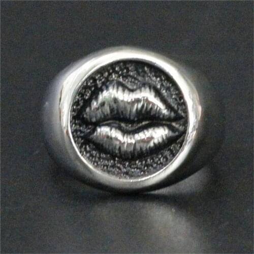 1pc Support Drop Ship Lovers Lips Ring 100% 316L Stainless Steel Jewelry Personal Design Kiss Ring
