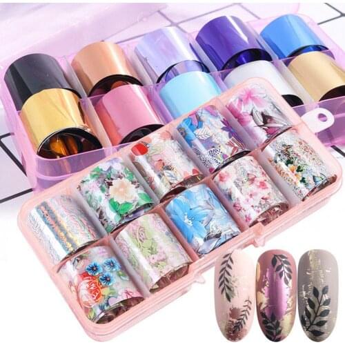 10 Sheets Holographic Nail Art Transfer Foil Sticker Starry AB Paper Wraps Adhesive Decals Nails Decoration Accessories