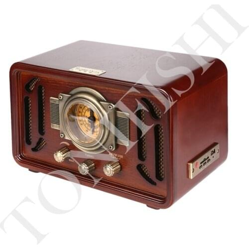 2.0 stereo retro radio, old-fashioned nostalgia, Bluetooth 4.2, FM FM multi-function desktop home wooden audio