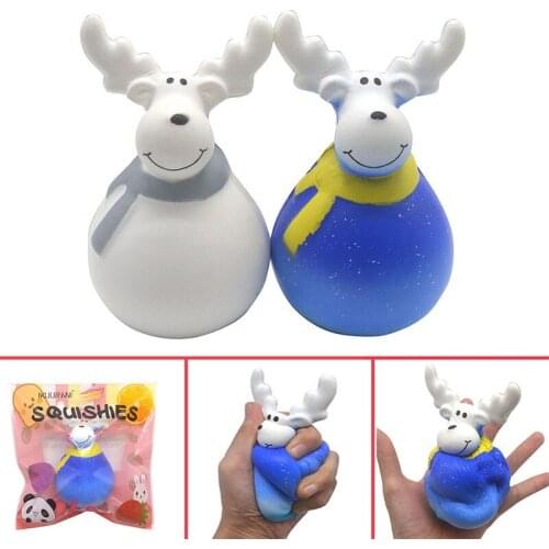 20PCS/Lot Jumbo Christmas Deer Squishy Slow Rising Soft Cartoon ReindeerDolls Scented Bread Cake Kid Toys Gift Hotsale