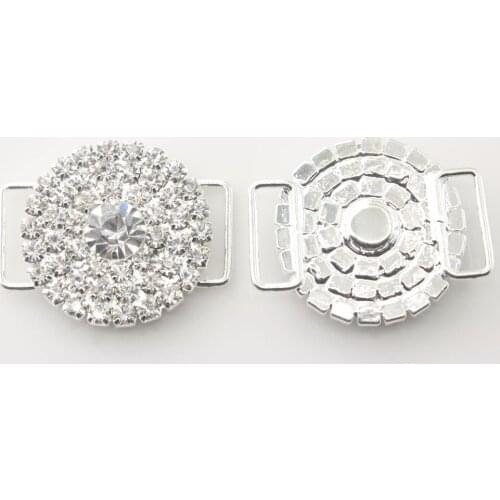 2018 Top Fashion Real Rhinestones Bags Garment 32mm 1 3/10" Silver Wedding Ribbon Slider Buckle For Diy Rhinestone Decorations