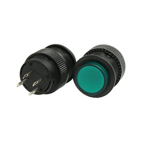 3V Green LED Light Lamp Off-(On) NO Momentary Round Pushbutton Switch 2 Pin
