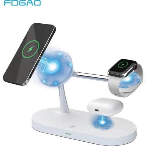 5 in 1 20W Magnetic Wireless Charger Stand For iPhone 12 Pro Max Qi Fast Charging Dock Station For Apple Watch 6 5 4 Airpods Pro