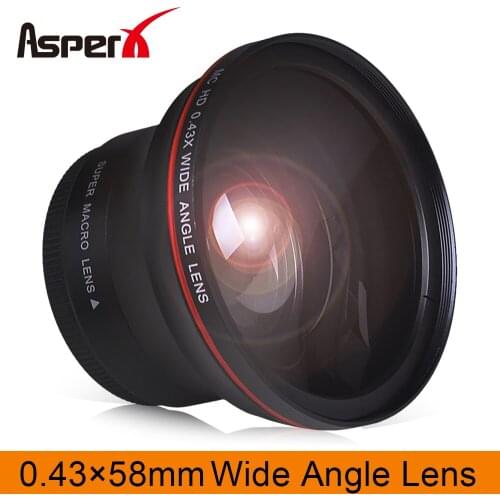 58MM 0.43x AsperX Professional HD Wide Angle Lens (w/Macro Portion) for Canon EOS Rebel 77D T7i T6s T6i T6 T5i T5 T4i T3i SL2 60