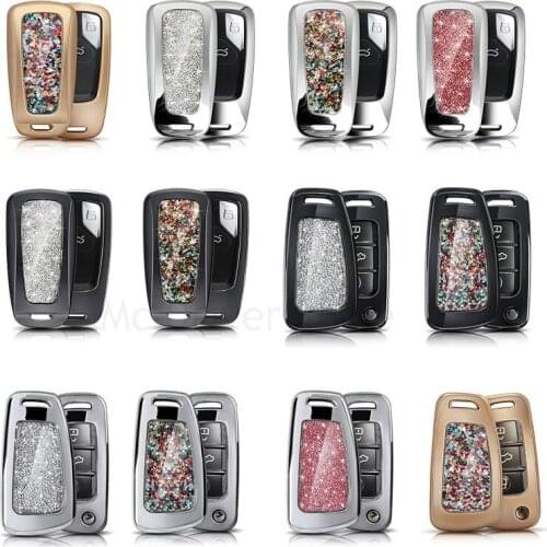 Car key Case diamond shell For Audi A1 A3 A4 B9 Q3 Q5 Q7 TT TTS 8S S1 S3 2005 2016 2017 A4L A6L 3 Button Key cover with keychain