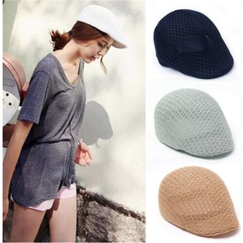 2020 Summer Unisex Men Women Sun Mesh Beret Cap Newsboy Golf Cabbie Flat Peaked Hat Casquette Breathable Berets