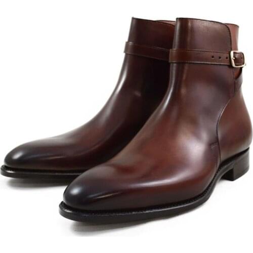 Chelsea Leather Handmade Winter Mens Boots Shoes Add Velvet Work Basic Boots Fashion Designer High Top Shoes Men