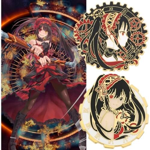 Anime DATE A LIVE Tokisaki Kurumi Nightmare Badge Brooch Metal Pin Cosplay Cartoon Costume Props Accessories