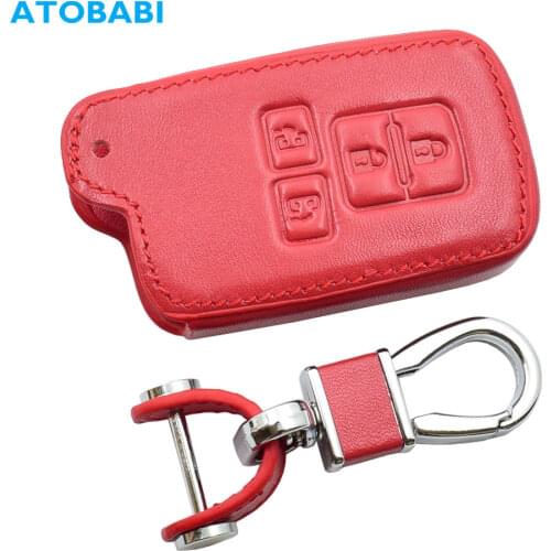 Red Leather Car Key Case For Toyota Noah Voxy Sienta Alphard 4 Buttons Keyless Remote Smart Key Protector Keychain Cover Jacket
