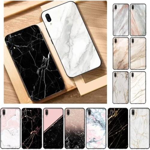 Pink White Marble Phone Case Back Cover For Vivo Y91C silicon Case Soft Protective Phone Case for Y11 Y17 Y19 V17 Shell coque