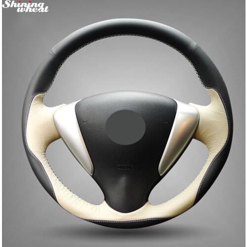 BANNIS Black Beige Leather Car Steering Wheel Cover for Nissan Tiida Sylphy Sentra 2014 Note