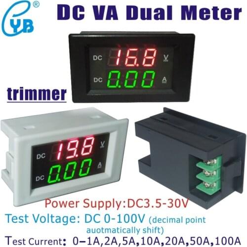DC 100V20A 50A 100A 200A 10A Digital Voltmeter Ammeter DC VOLT AMP Tester Gauge with red and green Led independent power supply