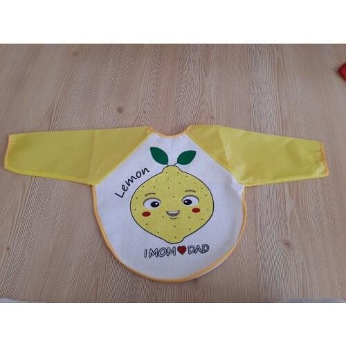 Baby Child Walking Lemon And Apple Motif Wearable Long Sleeve Waterproof Mama Apron