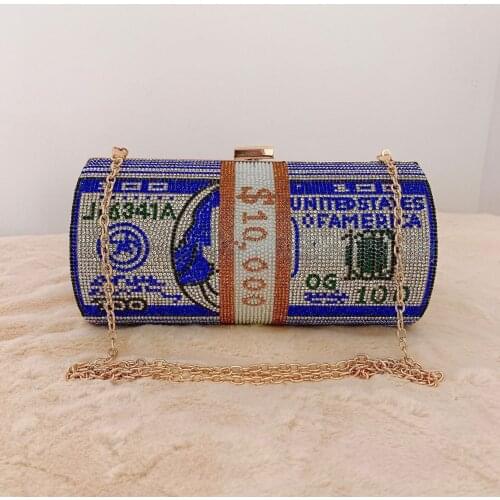 2021 Roundness Dollar Designer Rhinestone Women Party Evening Bags USD Clutch Bags Prom Purse Ladies shoulder bag