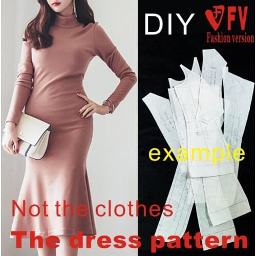 Design pattern female slim fishtail skirt sewing dress garment structure drawing BLQ-400
