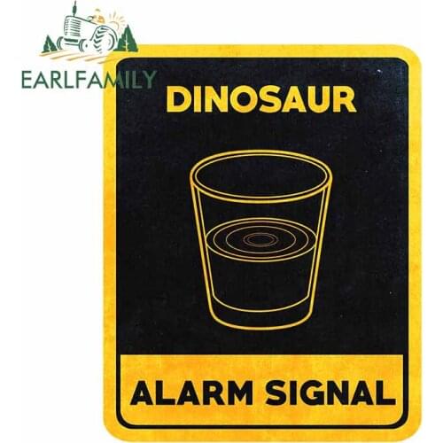 EARLFAMILY 13cm x 10.4cm for Dinosaur Alarm Signal Decal Bumper Laptop Car Stickers Occlusion Scratch Bumper RV Car Assessoires