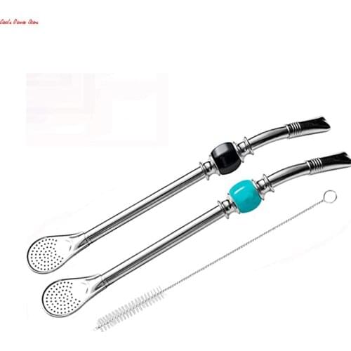 Yerba Mate Stainless Steel Straws Head Filter,Reusable Filter Spoon,Best Gift For Filtering Coffee/Tea/Petal.Free Cleaning Brush