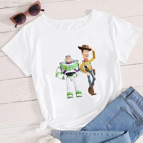Disney Autumn T Shirt Women Punk Woody Modern Two Vogue Toys Short Sleeve Trendy Casual Toy Story Versatile Streetwear Top Tee