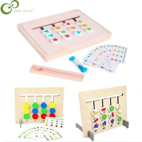 Baby Montessori toys Double-sided Color and Fruit Pairing Game Children Logical Reasoning Training Kids Educational Wood Toy ZXH