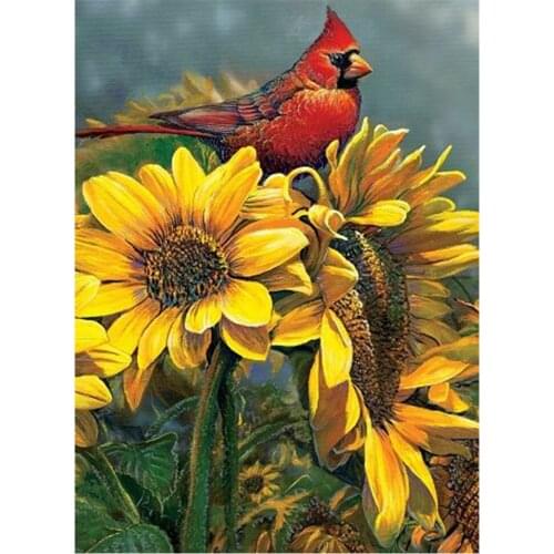 5D DIY Diamond Painting Sunflower Birds Full Drill Mosaic Resin Embroidery Pattern Resin Diamond Painting Cross Stitch Kits