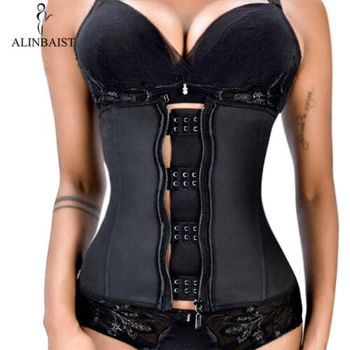 XXS-6XL Women Latex Rubber Waist Trainer Body Shaper Hook Zipper Bustiers Waist Cincher Tops Slimming Shapewear Girdle Slim Belt