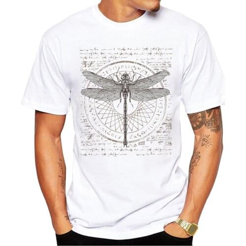 TEEHUB New Fashion Science Dragonfly Study Men T-Shirt Hipster Alchemy Symbol Printed Tshirts Funny Tee Short Sleeve O-Neck Tops