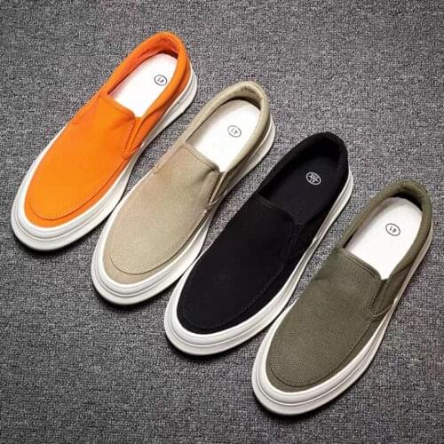 Male Canvas Shoes 2021 Autumn Winters Recreational Cloth Shoes A Pedal Lazy Low Shoes Help Plus Velvet Cotton Shoes