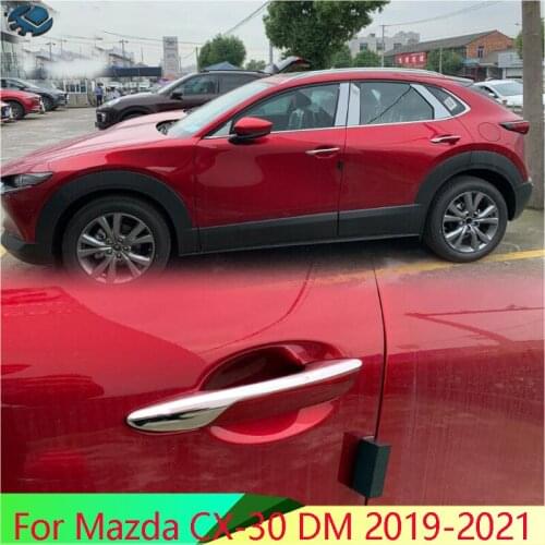 For Mazda CX-30 DM 2019-2021 Car Accessories ABS Chrome Door Handle Cover With Smart Key Hole Catch Cap Trim Molding