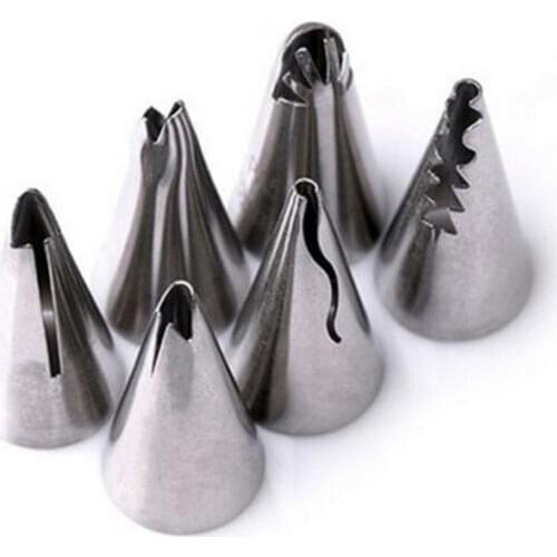 7Pcs/Set Wedding Cake Decorating Icing Stainless Steel Russian Nozzles Skirt Cake Nozzles Piping Tips Pastry