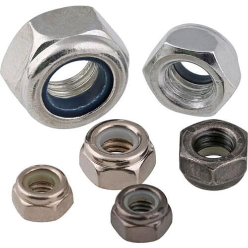 Nylon Insert Locknuts Nickel / Zinc Plated Hex Nut M2 2.5 3 4 6 8 10 12 14 16