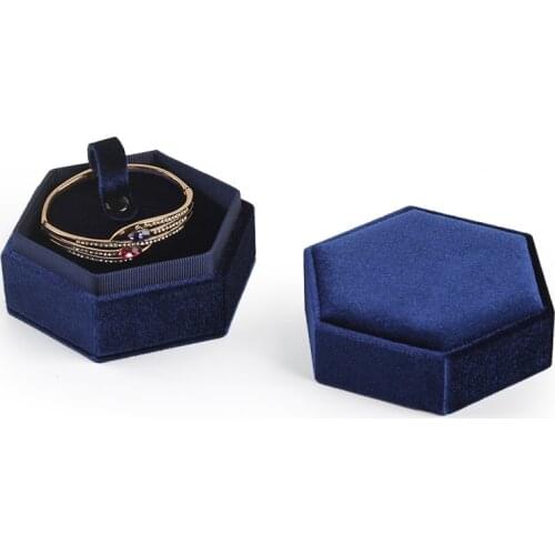 New product Hexagon Velvet Necklace box jewelry box Display Holder with Detachable Lid Bracelet box for Wedding Engagement