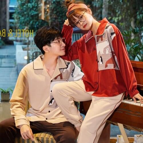 Sleeve pajamas women summer couples leisurewear paragraphs thin lapels, han edition loose cardigan female men suits