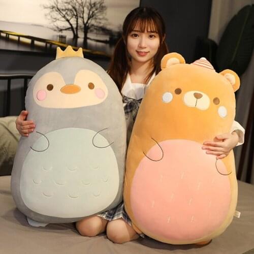 45-80cm Cartoon Animal Dinosaur Pig Penguin Teddy Bear Plush Toys Stuffed Soft Bed Sleep Pillow Sofa Cushion Gift for Kids Girls