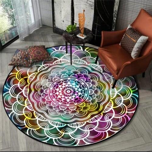 Retro Colorful Mandala Carpet Flowers Lotus Floor Mat Soft Carpets for Living Room Anti-slip Rug Bedroom Decor Tapis Rug Salon