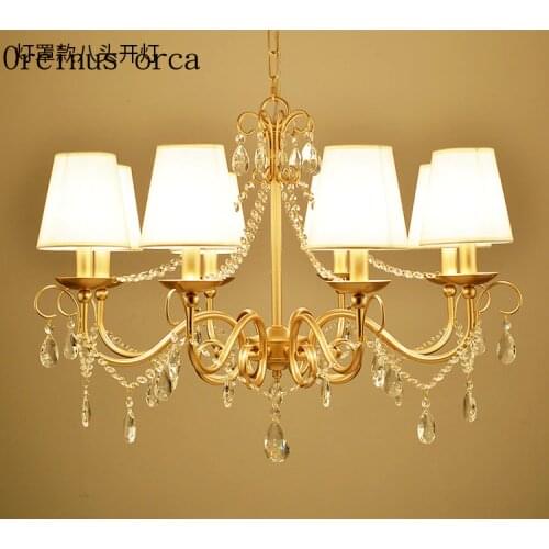 French luxury gold crystal chandelier living room bedroom European style creative personality LED all copper crystal lamp