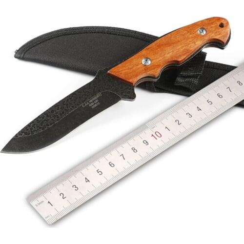 High hardness steel blacksmithing biggest tactical survival knife outdoor camping EDC rescue tools with wooden handle