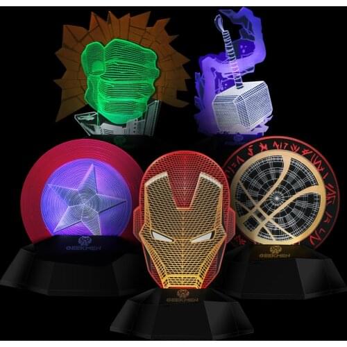 Superhero Novelty 3D LED Night Light Stereo Line Lamp Optical Illusion Touch Control Table Light Super Hero Comics Fans Gift