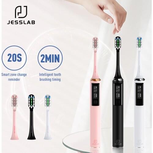 JESSLAB Z30 Mute Sonic Electric Toothbrush IPX7 Waterproof Fast Charge Smart 5 Modes Display Screen Adult Sonic Toothbrush Heads