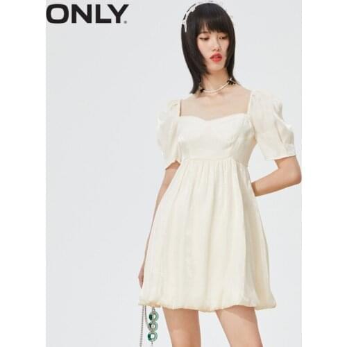 ONLY2021 summer new fashion sweet puff sleeve waist slimming short dress female | 121207186