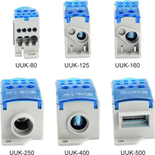 1Pc UKK80A/125A UKK160A Junction 1In Many Out Universal Wire Electrical Connector Din Rail Terminal Block Power Distribution Box